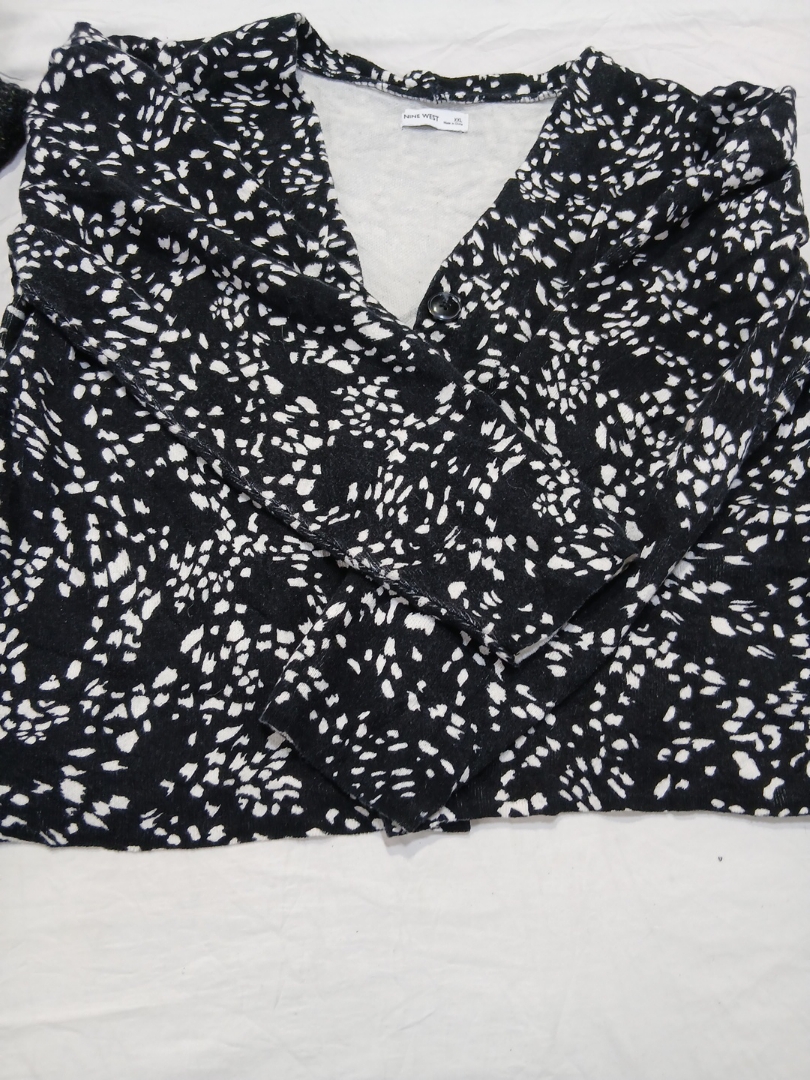 Nine West Black and White Floral Top