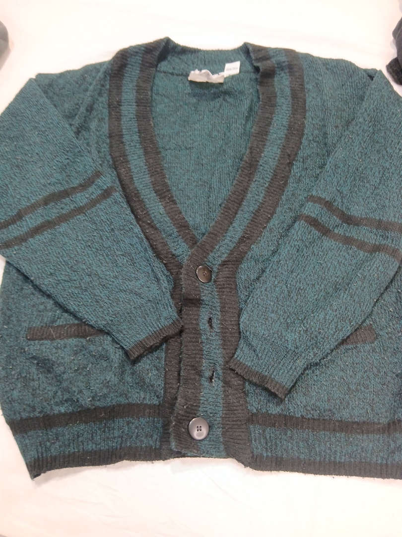 Cardigan Tricot Verde-Aquático e Preto