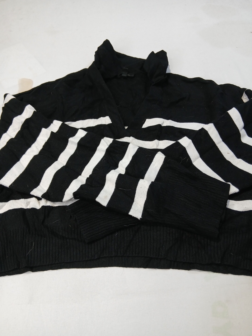 Black and White Striped Knit Top