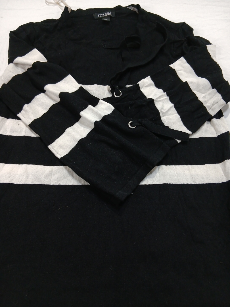 Black and White Striped Knit Top