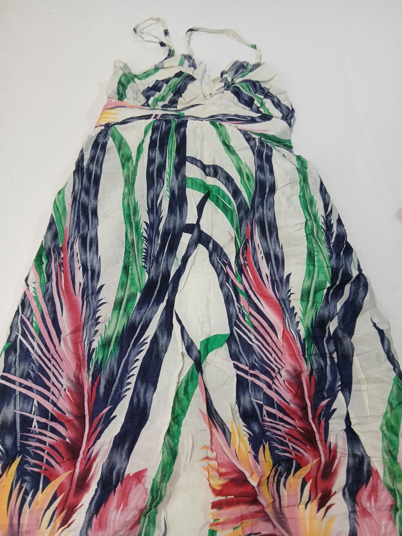 Vestido de Alça com Estampa Tropical