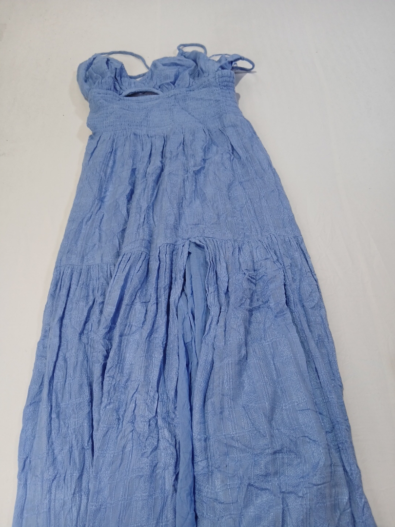 Blue Smocked Midi Dress