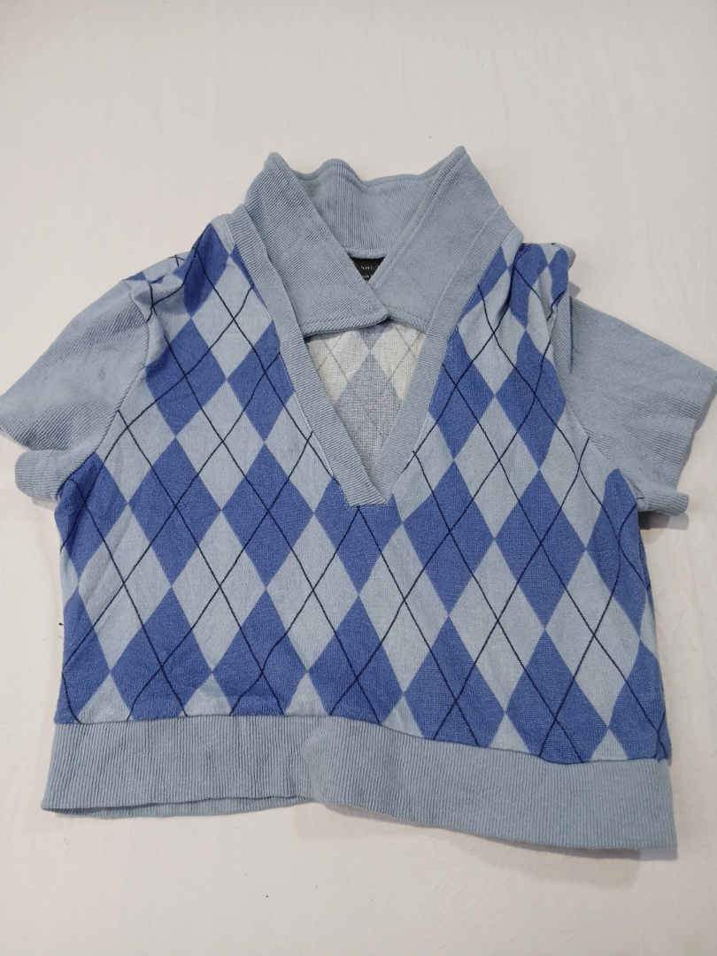 Colete de Suéter em Padrão Argyle