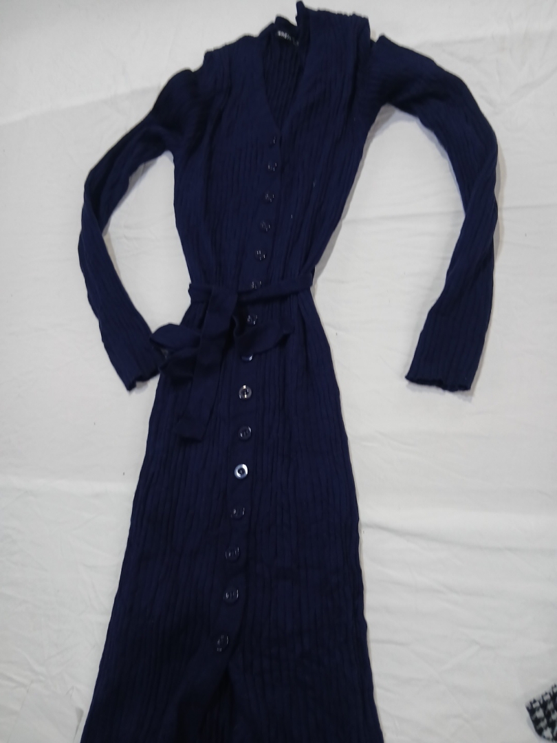 ブルー ニット ドレス
