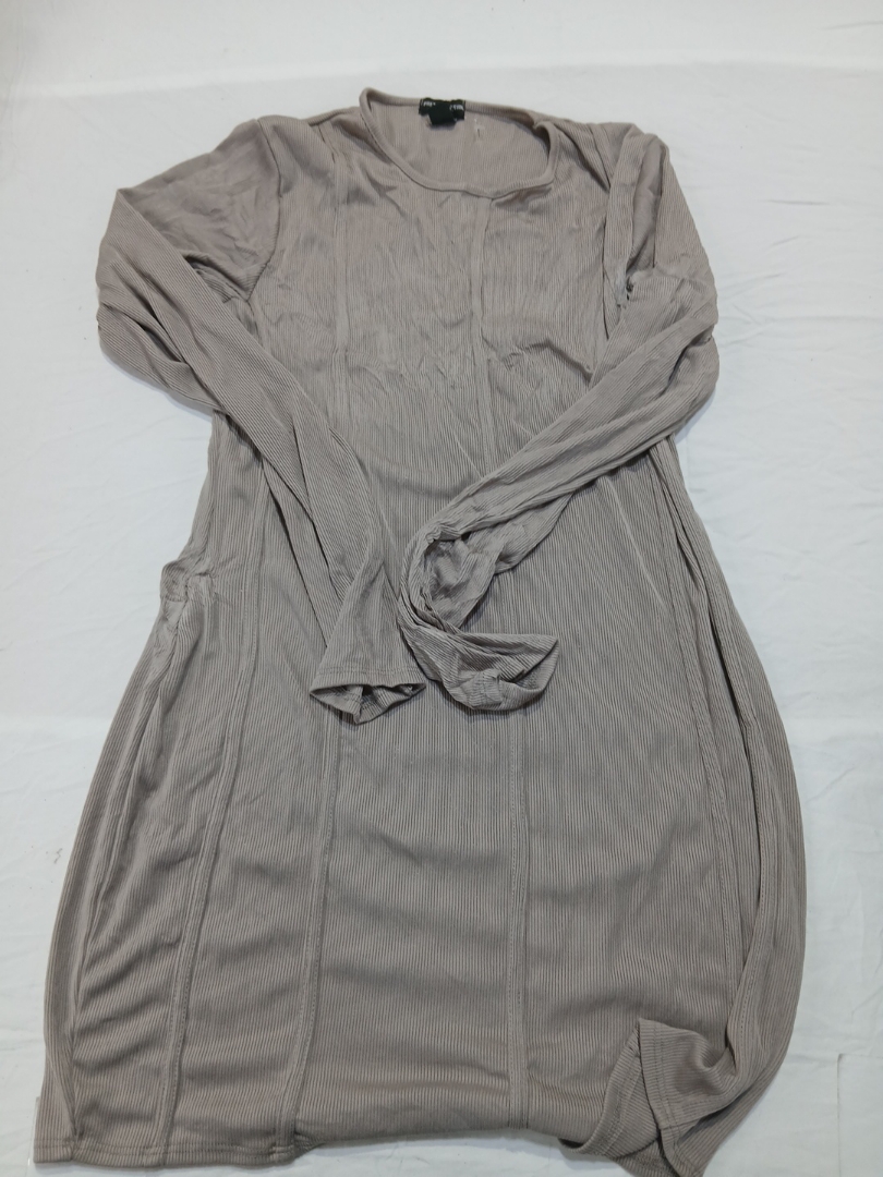 Vestido de T-Shirt de Malha Canelada