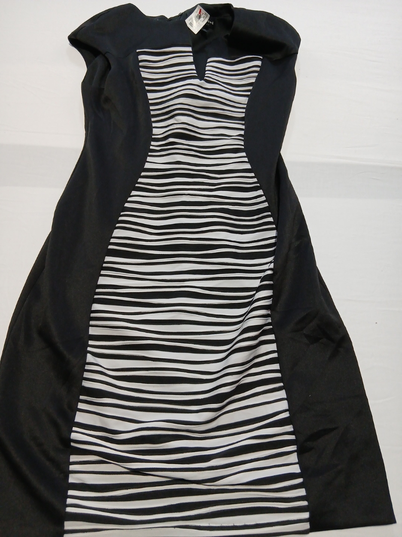 黒と白のストライプのドレス