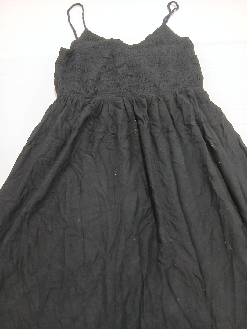 Black Smocked Midi Dress