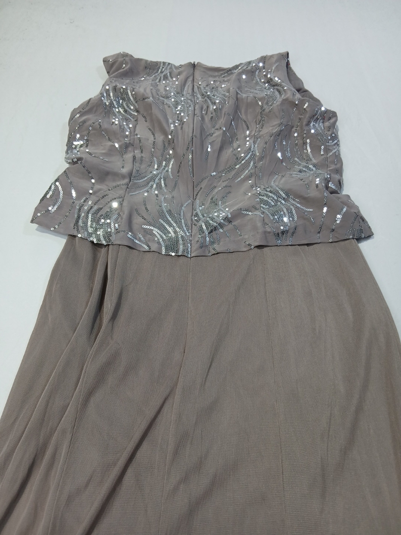 Taupe Sequined Top and Skirt Set