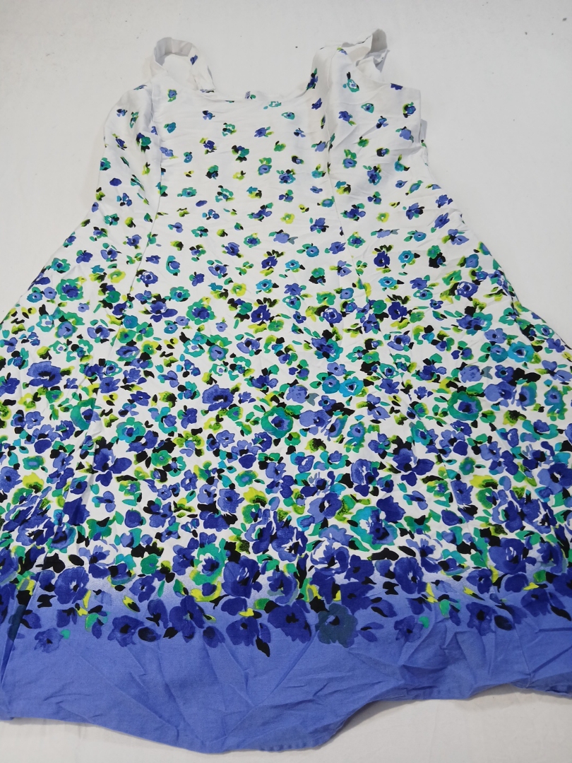 Blue Floral Halter Neck Dress