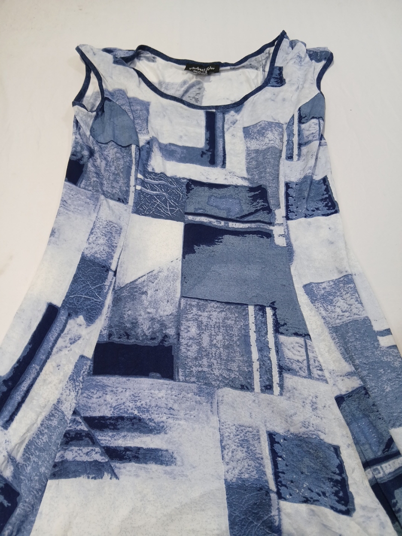 Michael Tyler Blue Abstract Dress