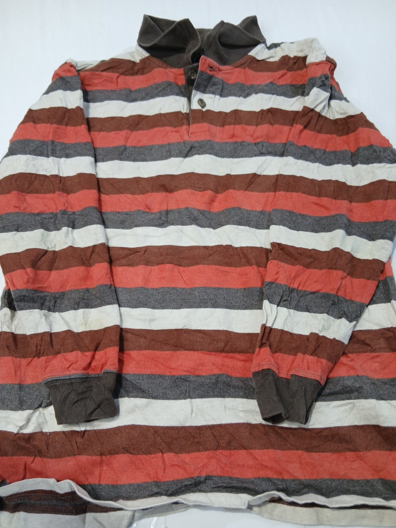 Long Sleeve Striped Polo Shirt