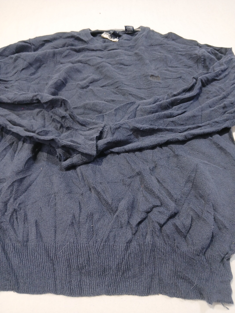 Suéter de malha azul marinho de algodão Chaps tama..