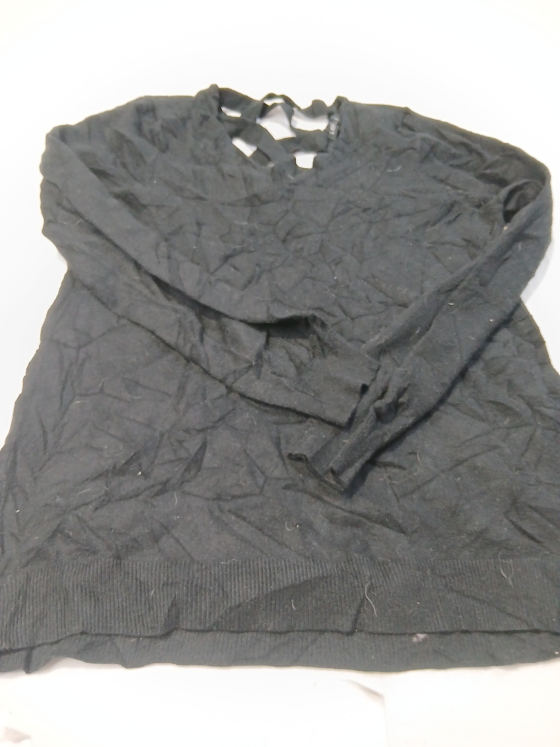 Black Long-Sleeve Crisscross Back Knit Sweater Siz..