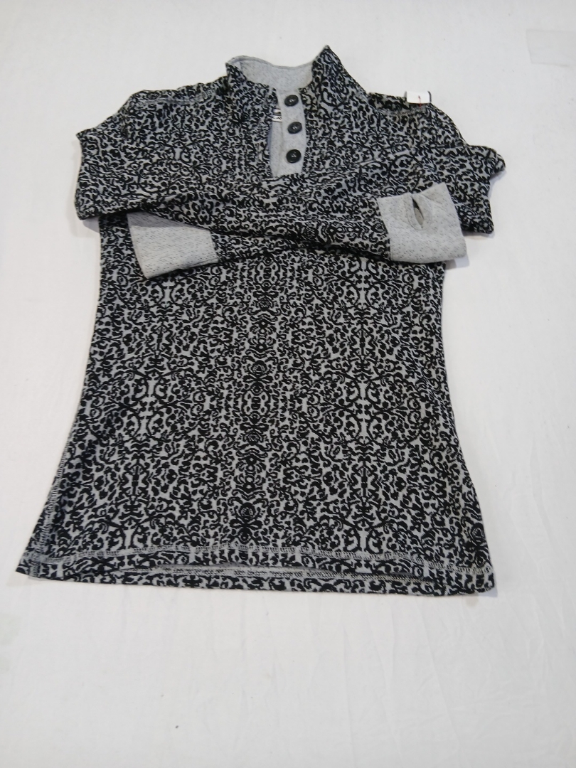 Kavvu Grigio e Nero Maglietta a Maniche Lunghe con..