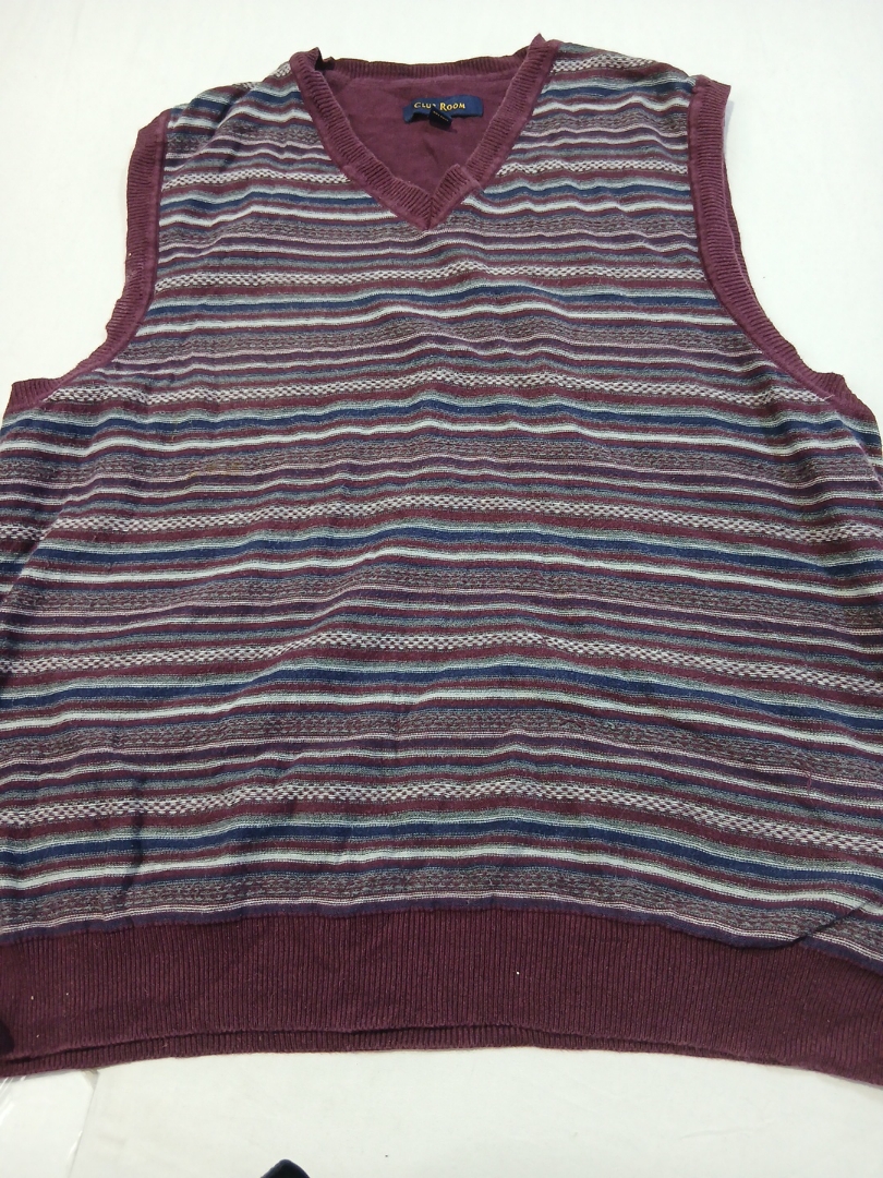 Club Room Gilet a V in maglia a righe bordeaux