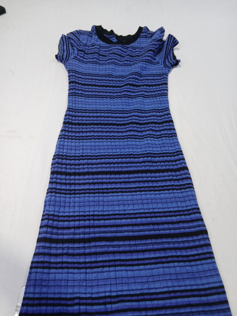 Topshop Blue and Black Striped Knit Mini Dress