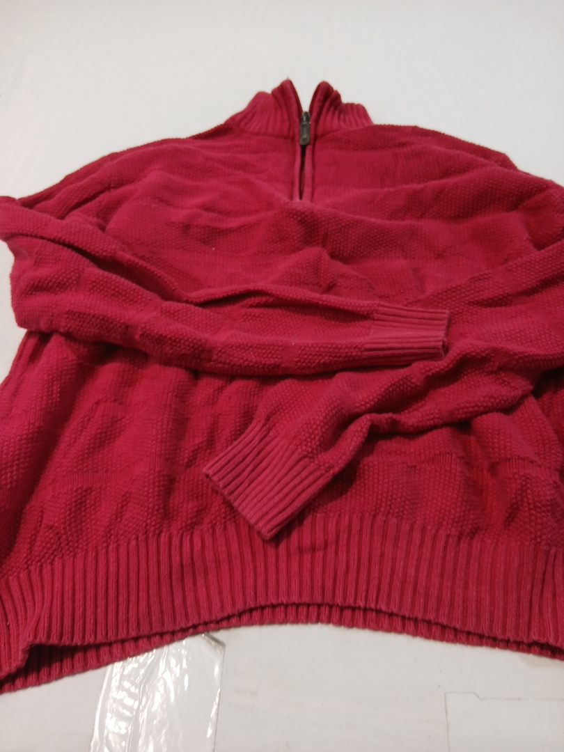 Suéter de Malha Vermelho IZOD com Zíper 1/4 Tamanh..