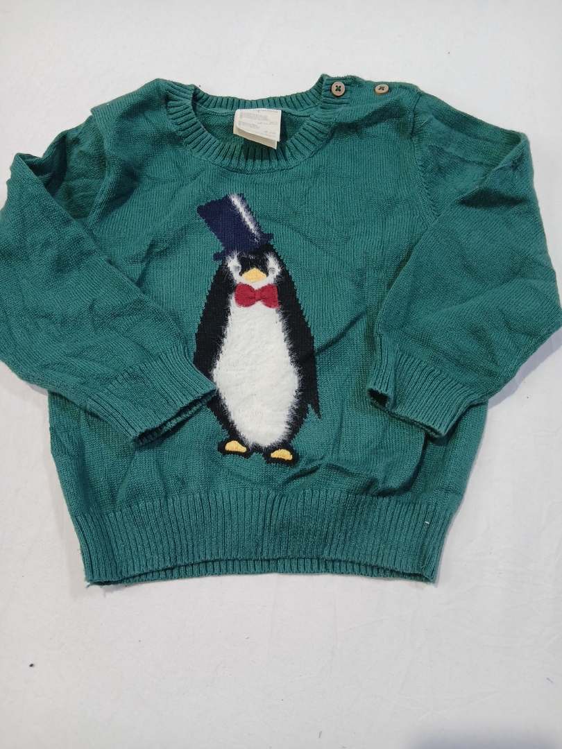Maglione a maglia con applicazione Green Penguin p..