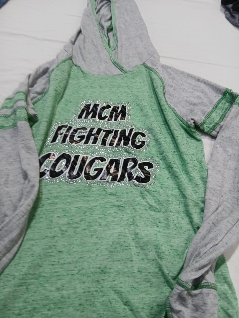 Green and Grey MCM Fighting Cougars Graphic Hoodie
