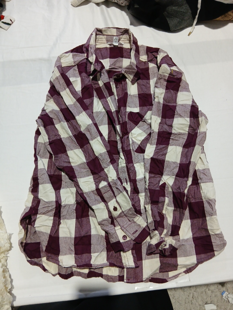 Chemise en flanelle à carreaux violets e..