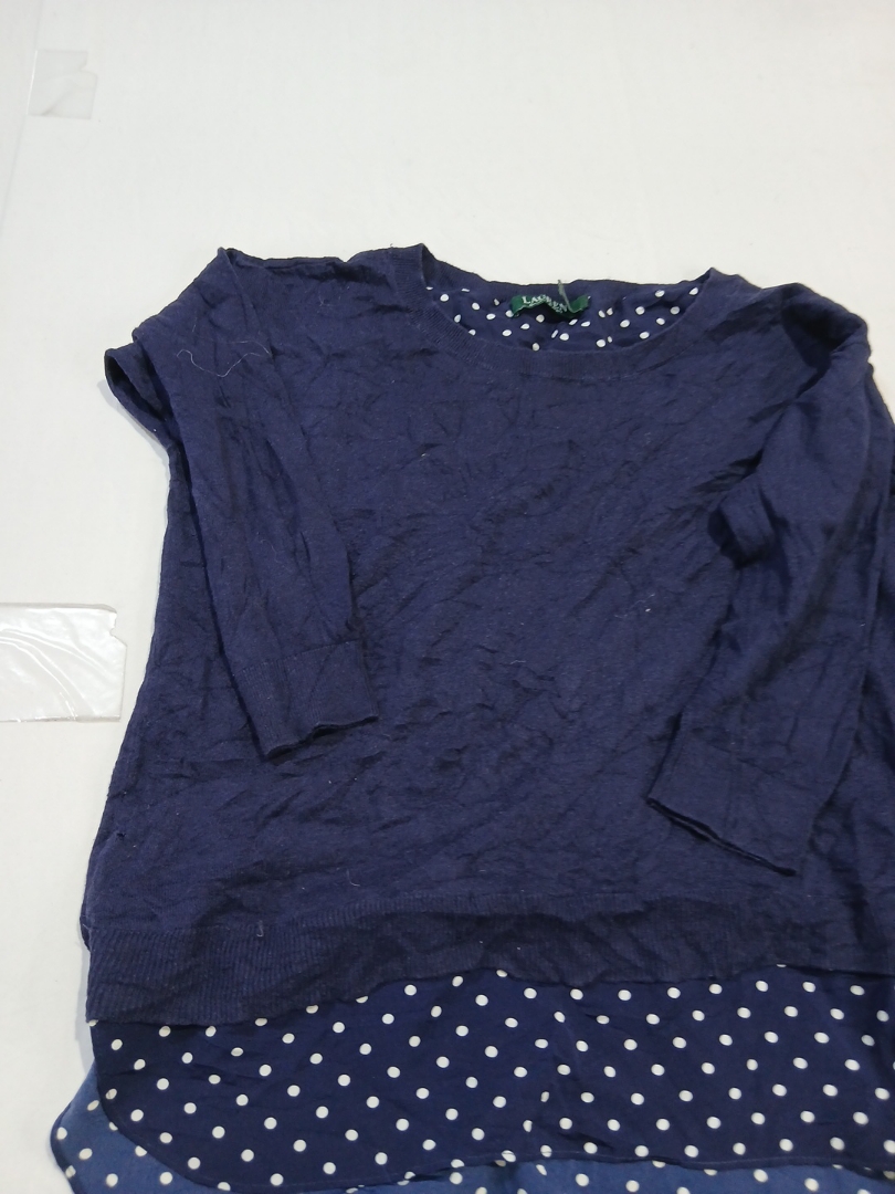 Ralph Lauren Navy bedruckte Schichtbluse