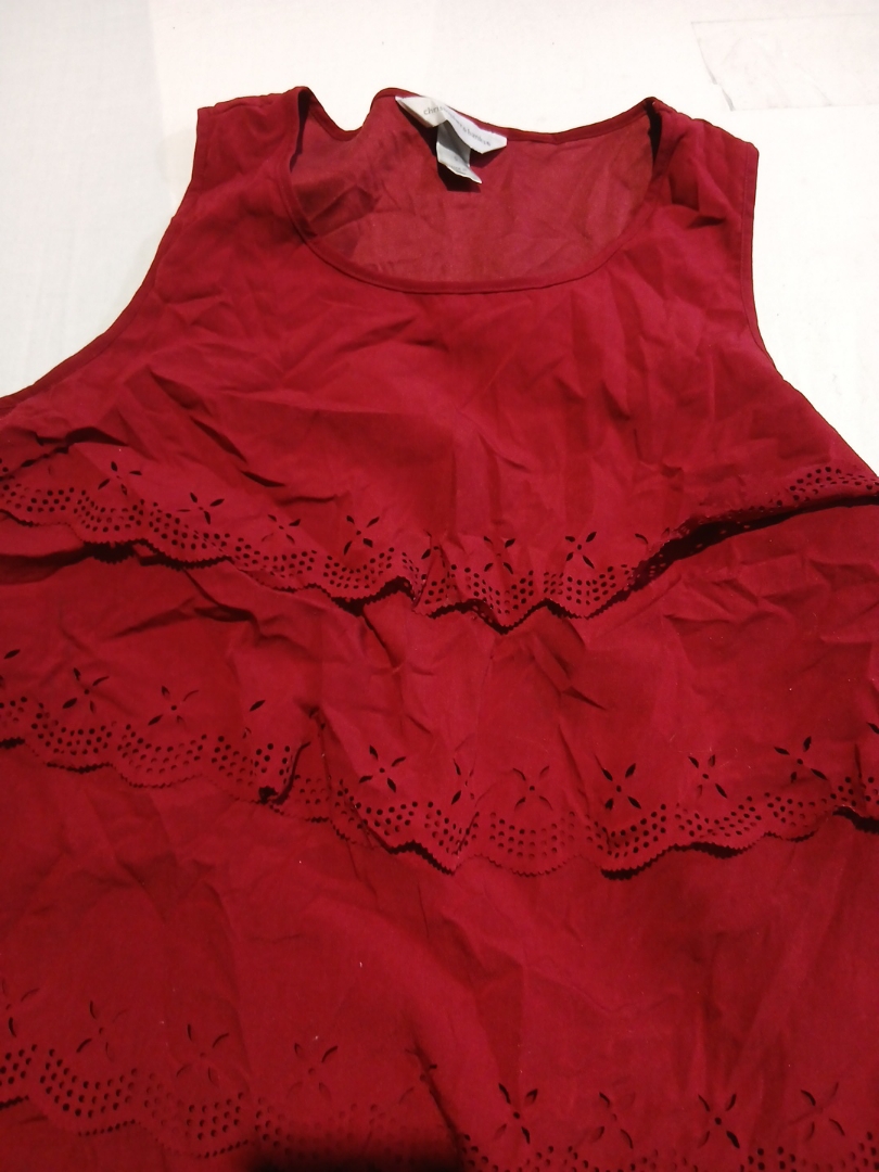 Christopher & Banks Red Lace Trim Tank Top