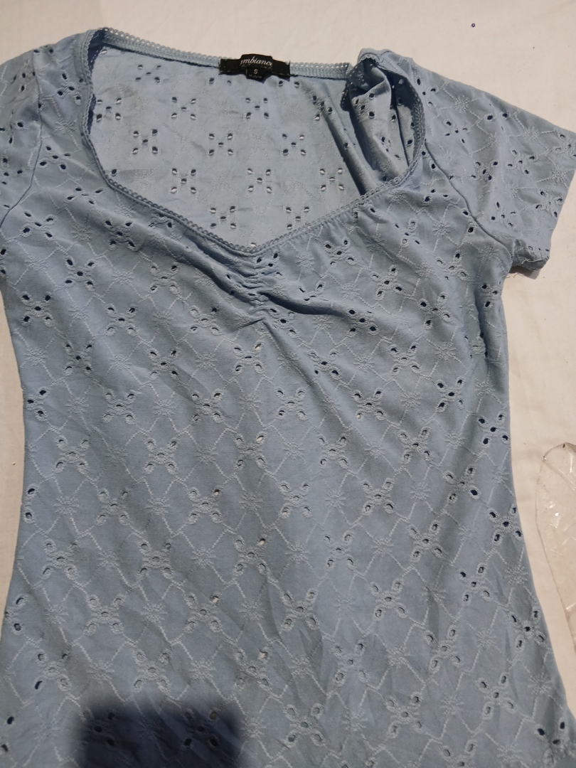 Bimbiana Light Blue Eyelet Blouse