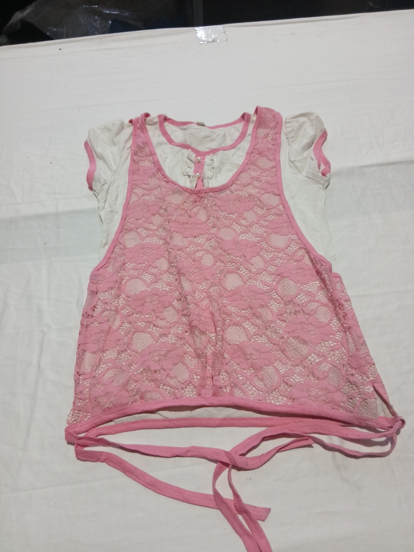 H&M Canottiera Rosa con Pizzo