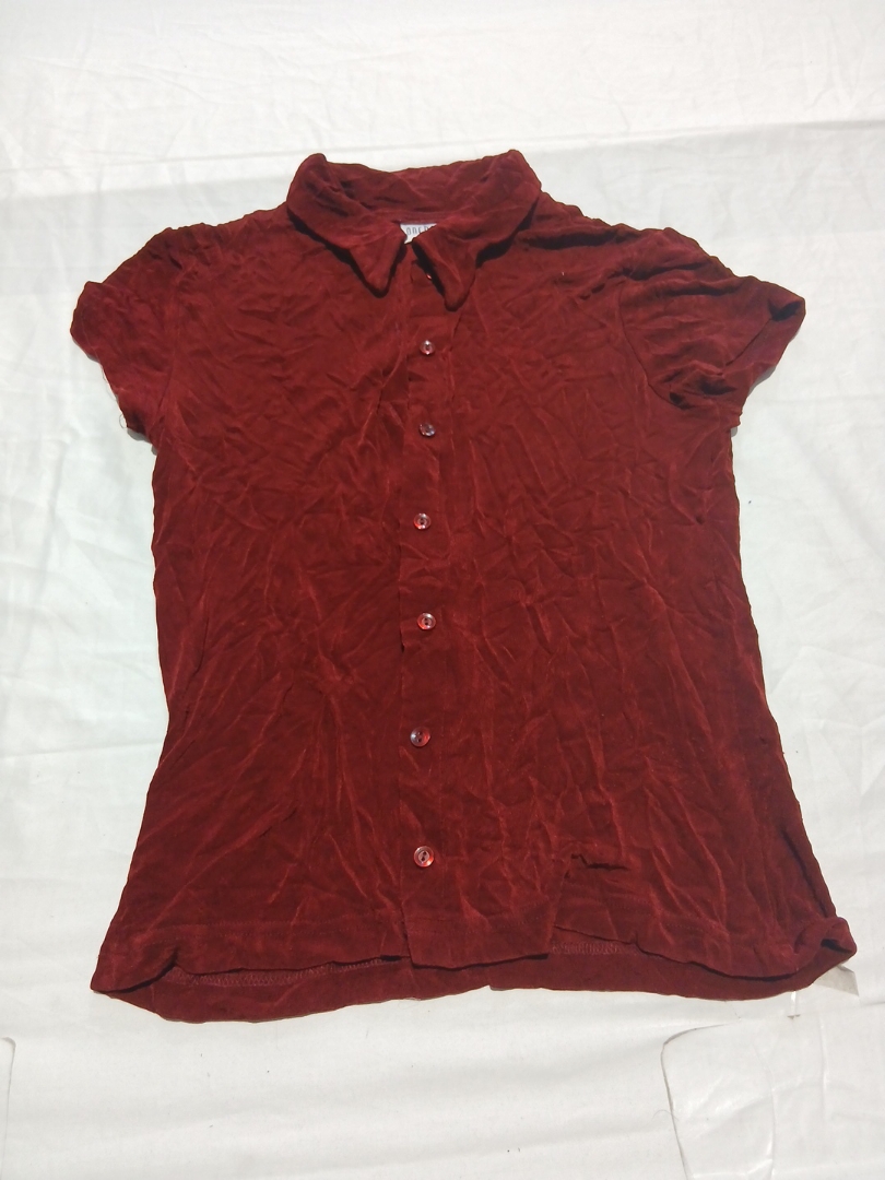 Camicia rossa a maniche corte con bottoni Anchor B..