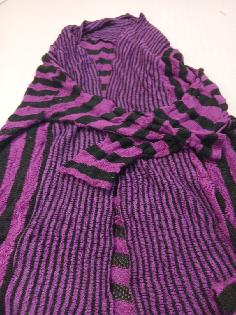 Purple Black Striped Knit Cardigan