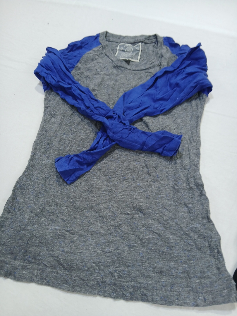 Gray and Blue Raglan Long Sleeve T-Shirt