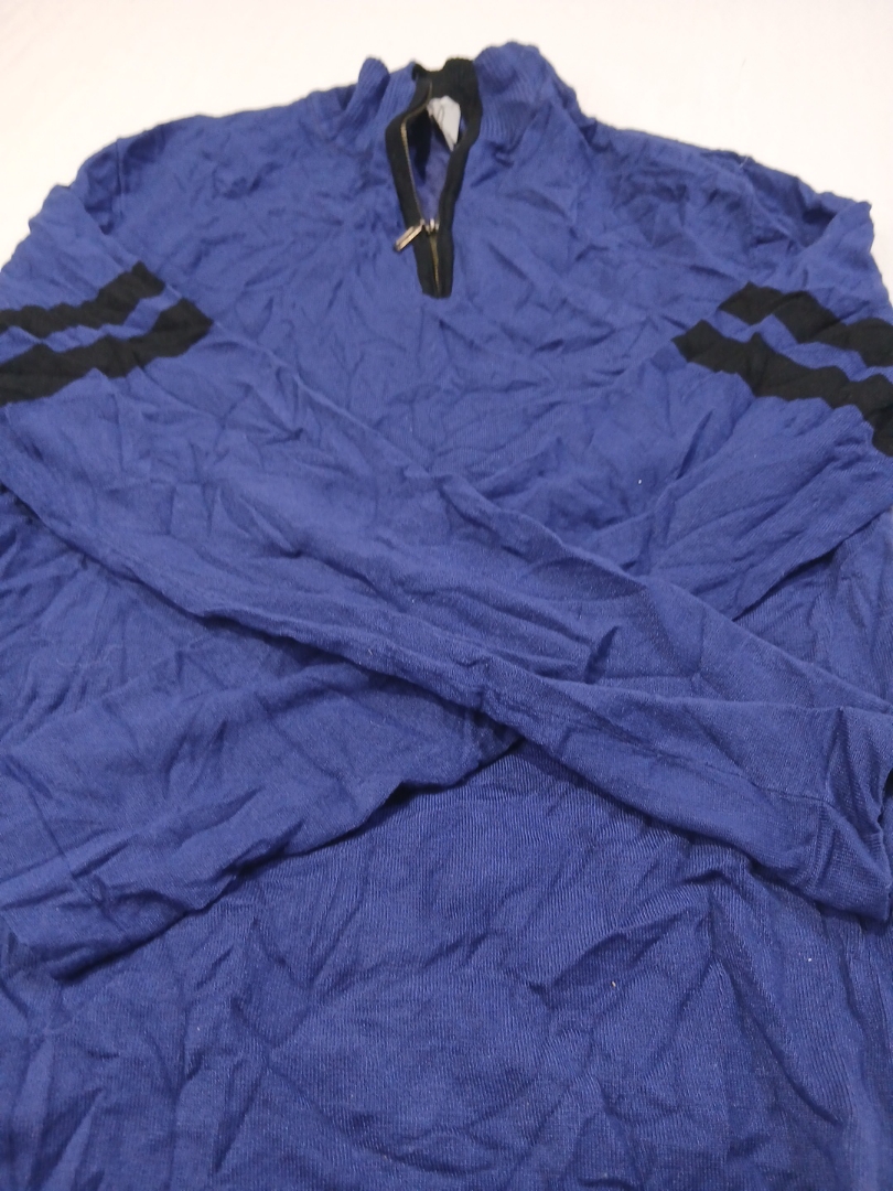 Suéter de Malha Azul com Zíper sem Marca