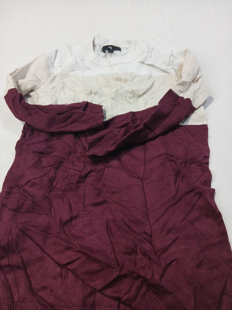 Two-Tone Crewneck Knit Sweater