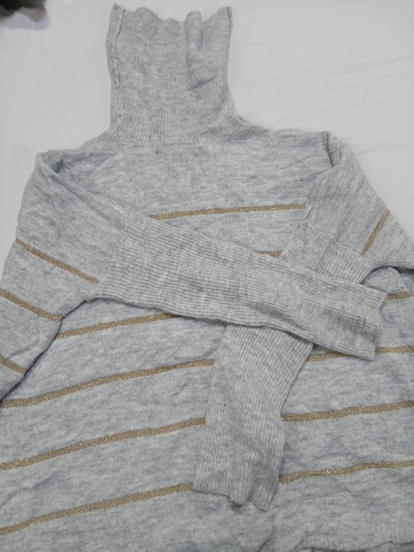 Cupcakes and Cashmere Grey Striped Hooded Knit Swe..