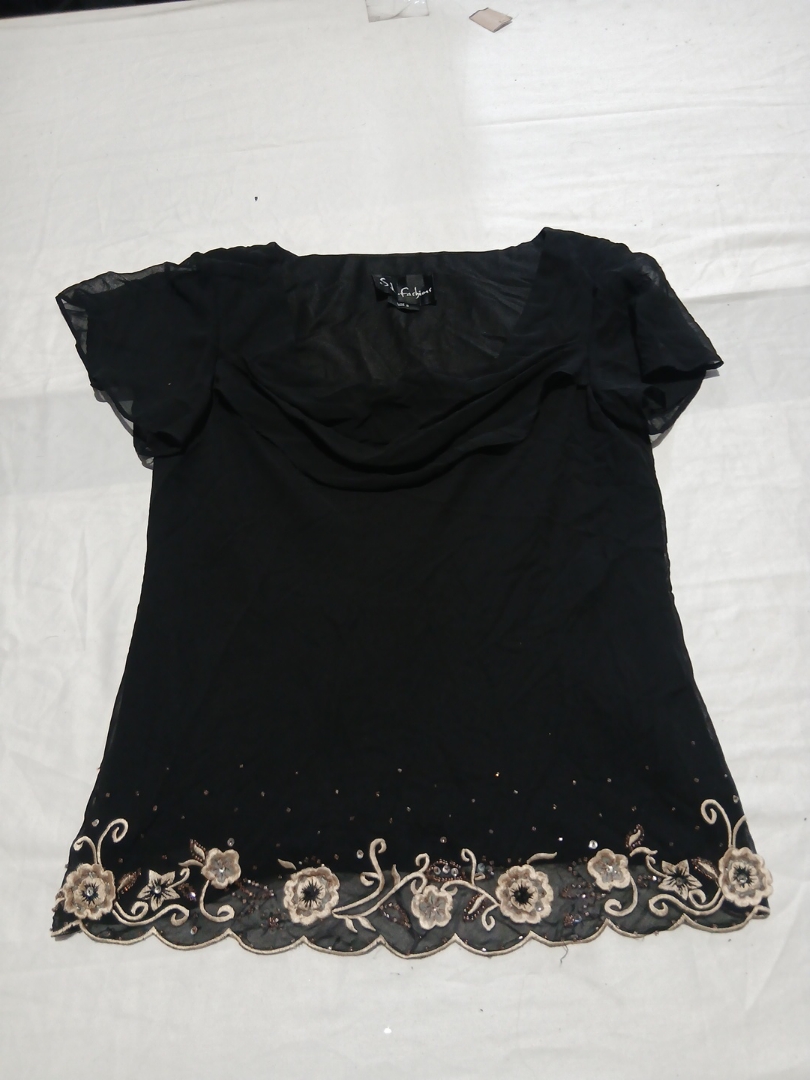 SL Fashions Black Sheer Sleeve Blouse