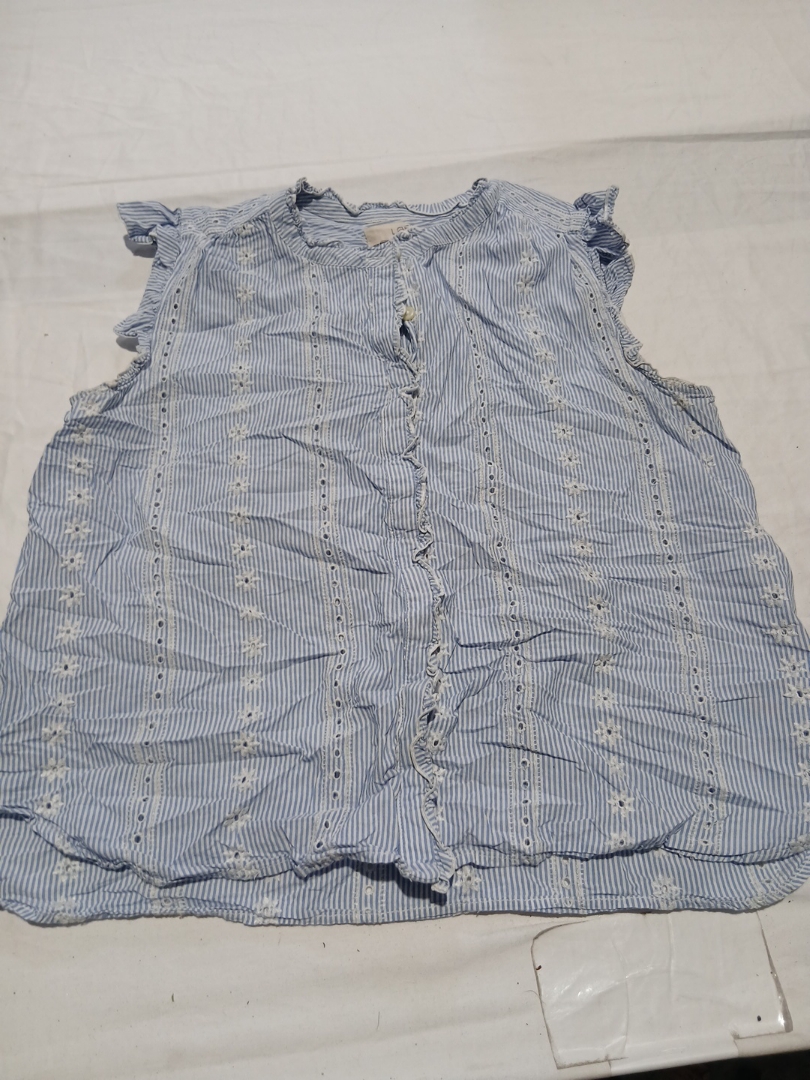 Loft Striped Ruffle Blouse