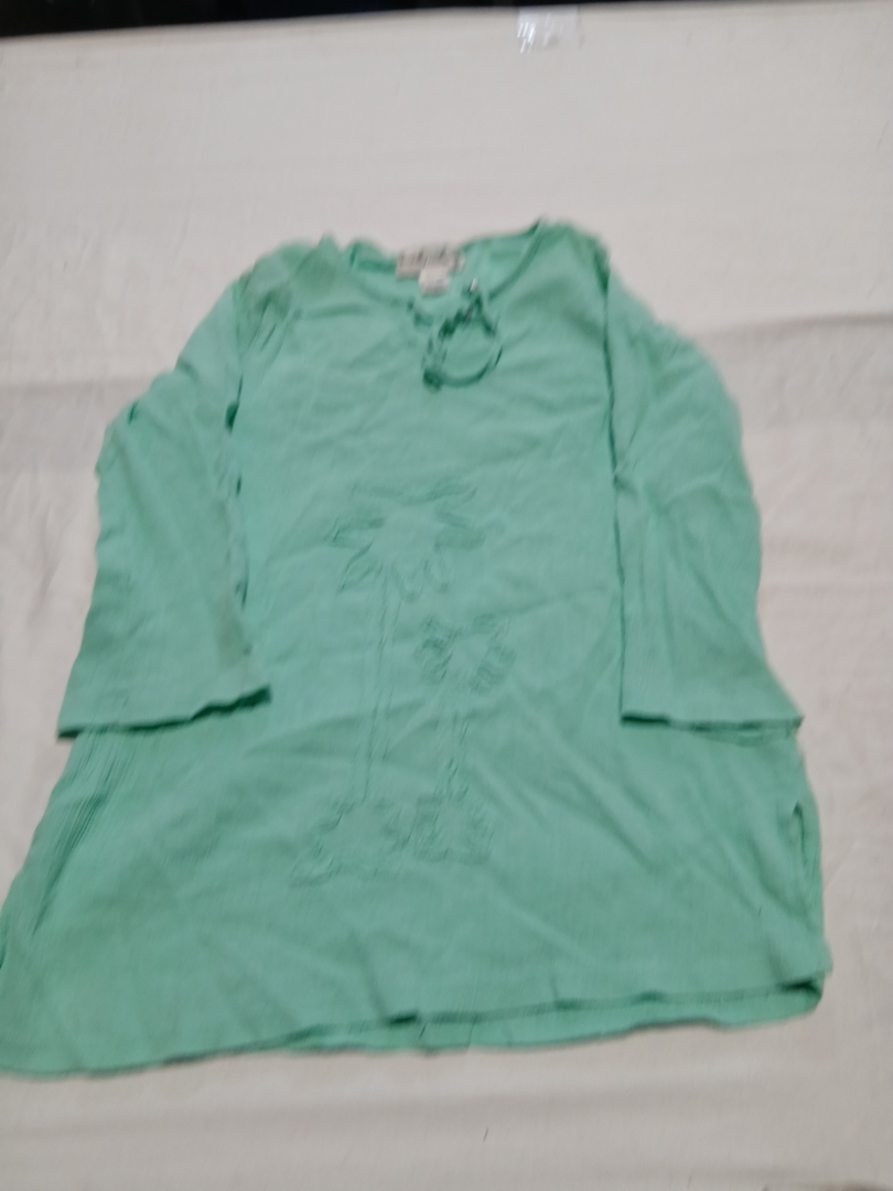 Catherines Mint Green Long-Sleeve Printed Blouse