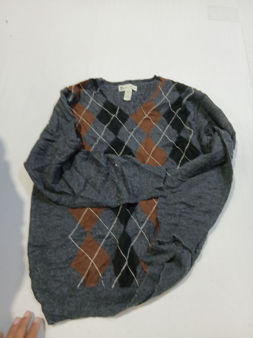 MILSOD Suéter de Tricô em Argyle com Decote em V