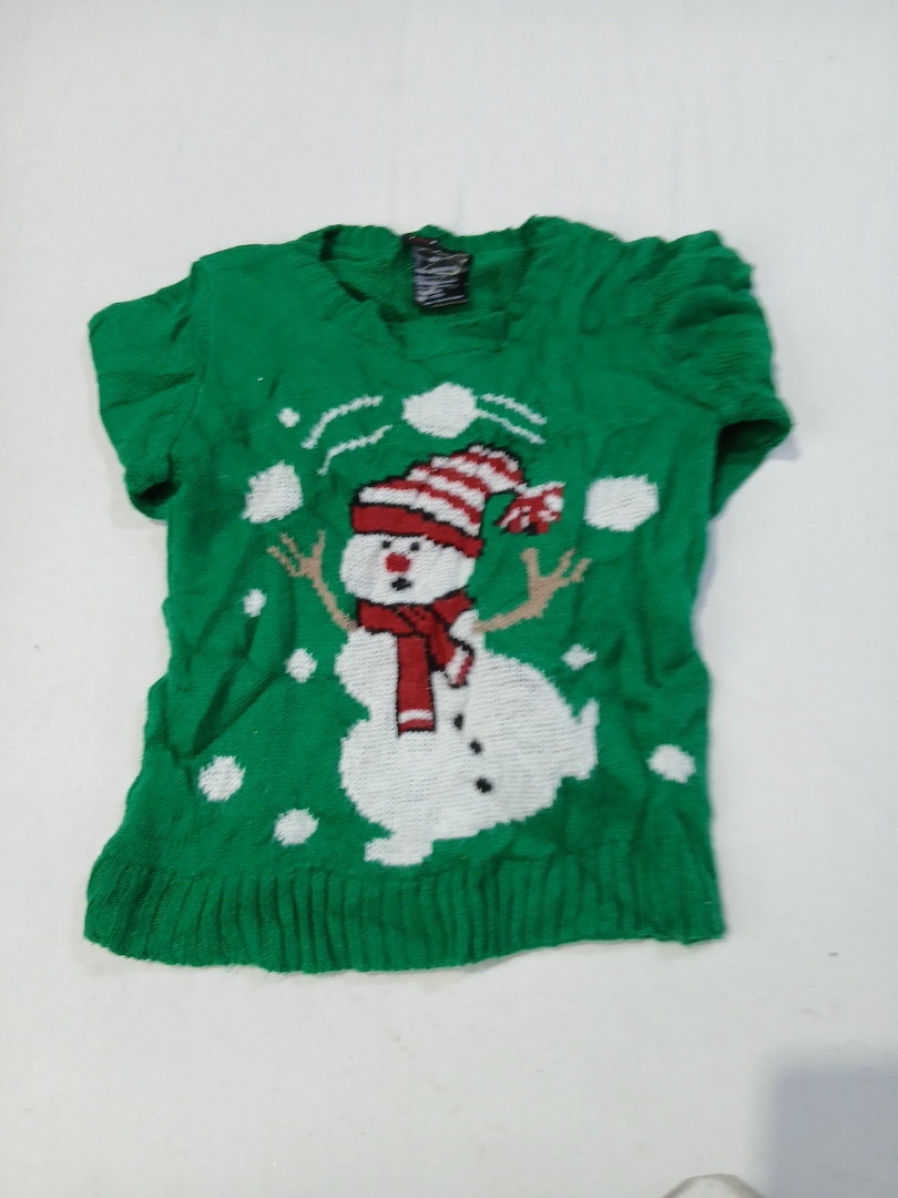 Suéter de Natal com Boneco de Neve em Tricô Verde ..