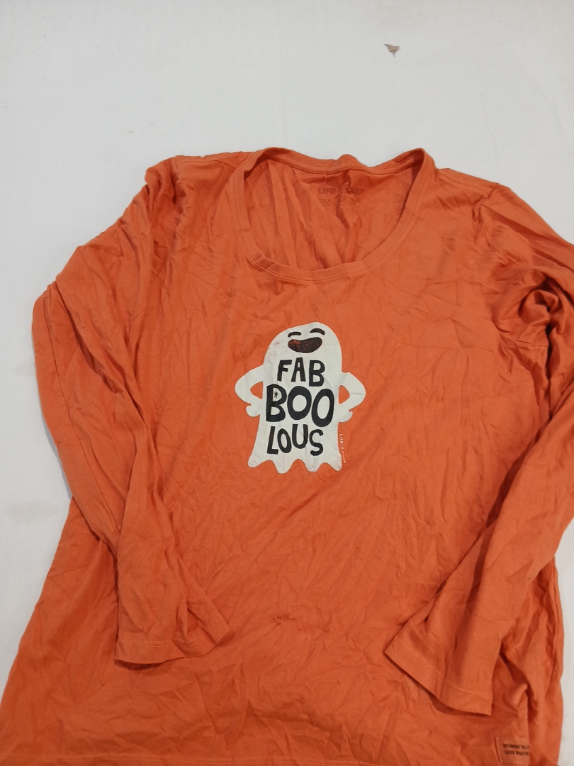 Camiseta de Manga Longa Gráfica Laranja Life is Go..