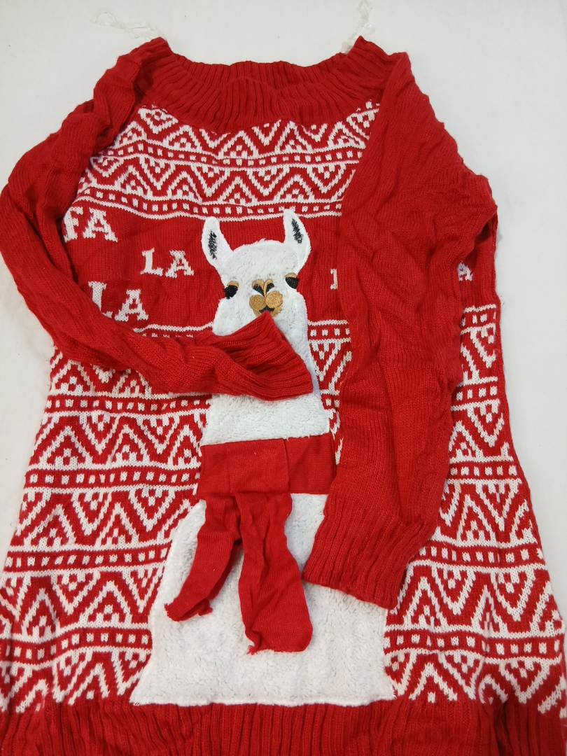 Unbranded Red Knit Sweater with Llama Applique