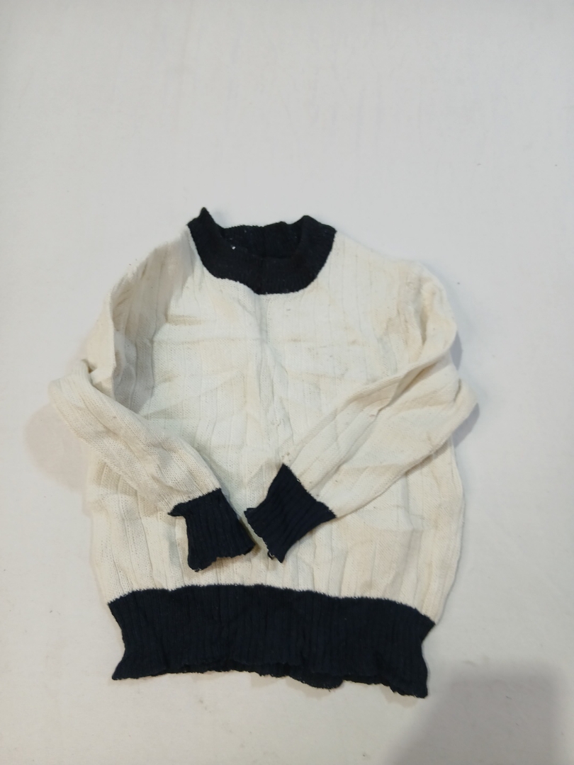 Crewneck Knit Sweater with Black Ribbing