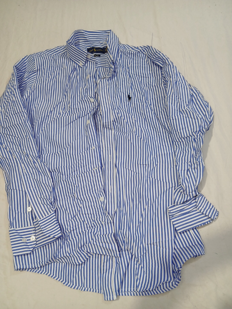 Blue and White Striped Dress Shirt