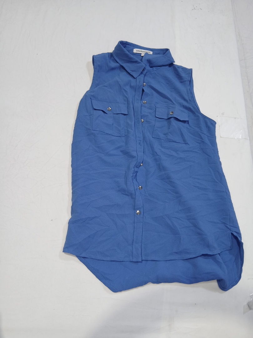 San Francisco Blue Sleeveless Shirt Dress