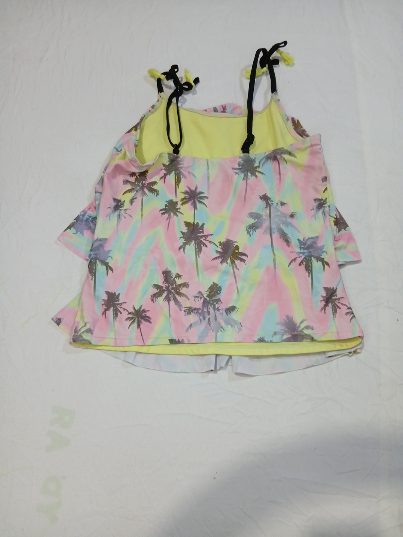 Palm Tree Print Ruffled Top