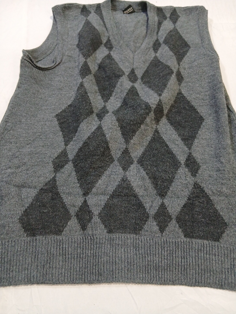 Colete de Lã Cinza com Estampa Argyle da Göklü Collection