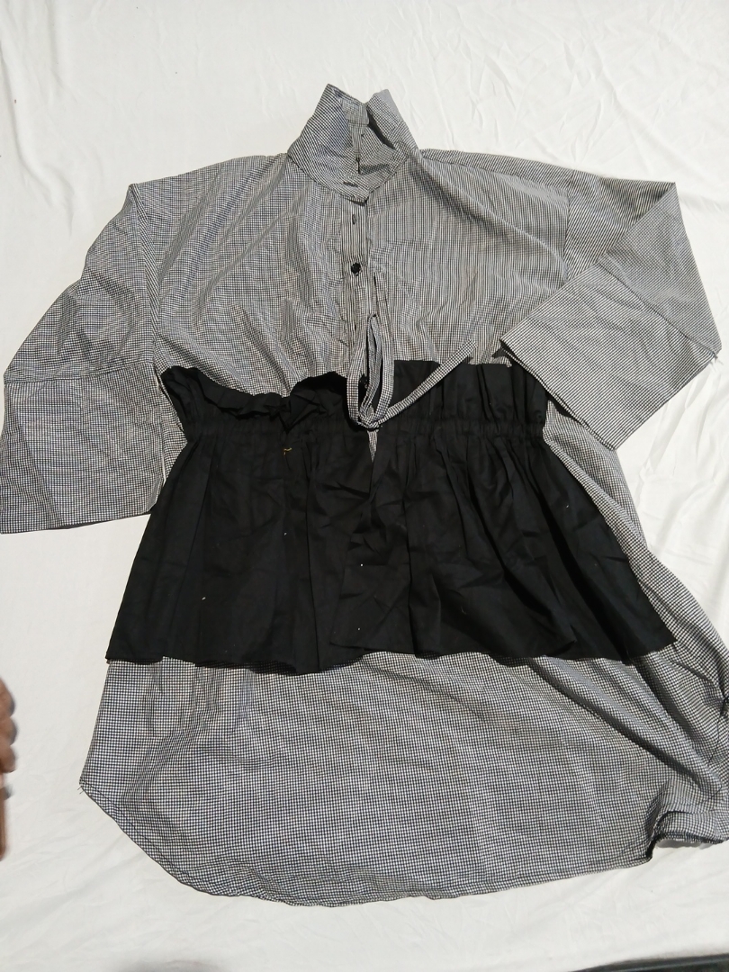 Gray Shirt with Black Skirt