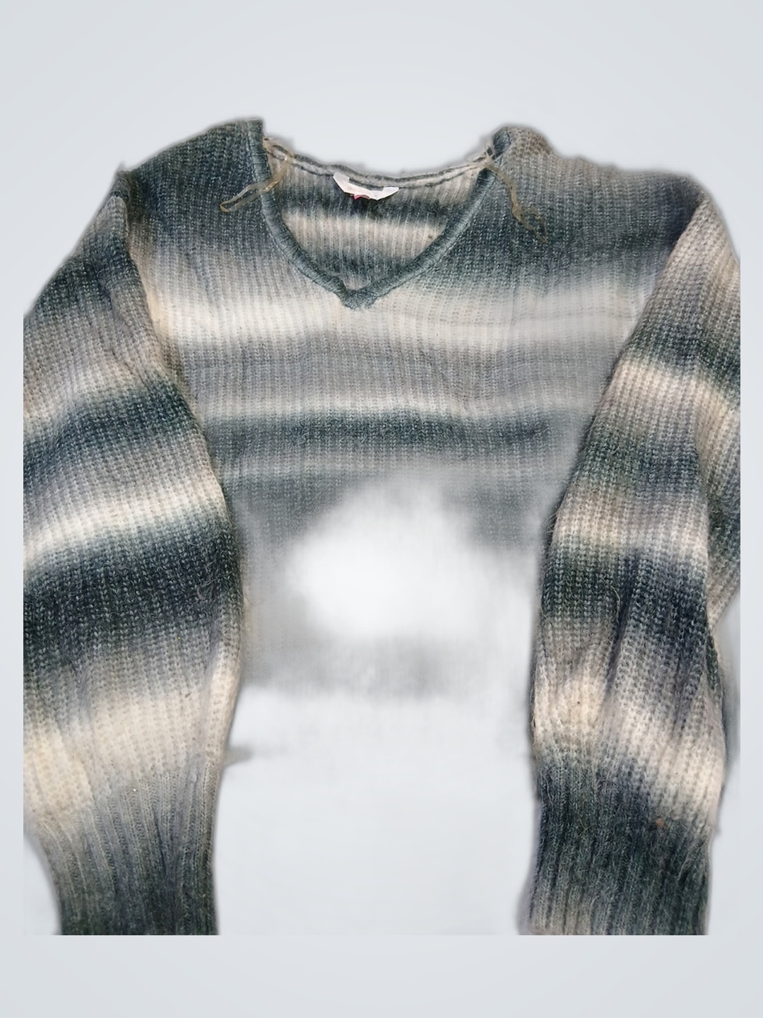 No Boundaries Gray and White Striped Sweater