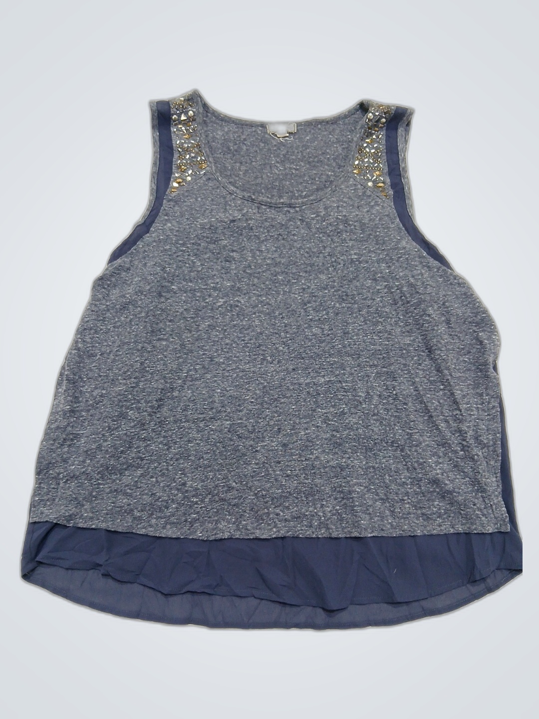 Gray Sleeveless Top with Beaded Details