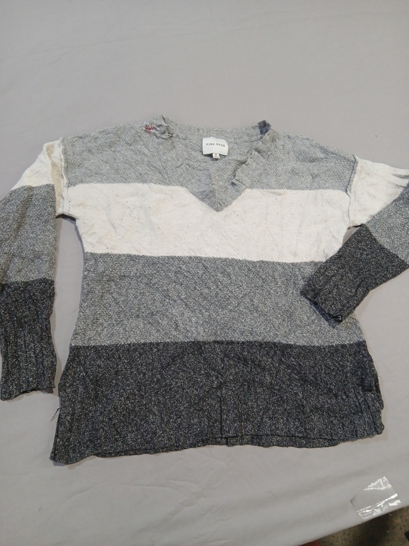 Rosa Graue und Weiße Gestreifte Pullover